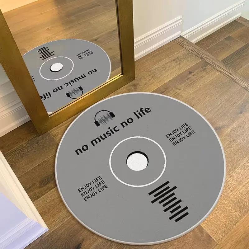 Schallplatten Musik CD Teppiche Runder Gaming-Stuhl Bodenmatte Schlafzimmer Dekorationen Wohnzimmer Teppich Lounge Teppiche für große Flächen Rutschfeste Matte 60cm