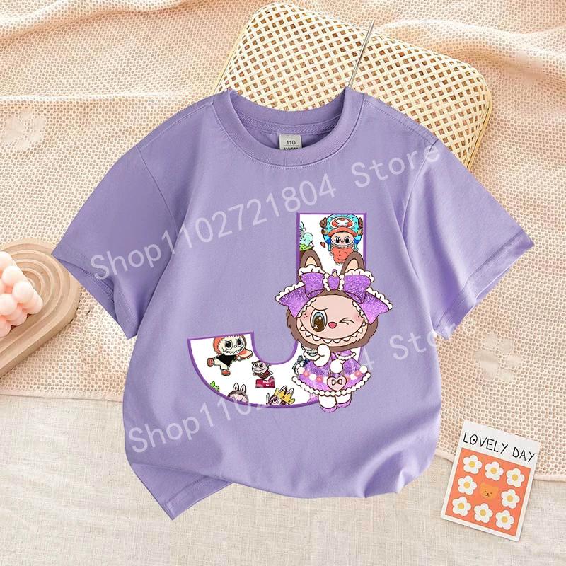 Niedliches T-Shirt mit Buchstabenaufdruck Baumwolle Sommer Outdoor-Bekleidung Kurzarm Mädchenkleidung Oberteil Cartoon Kinderbekleidung Kleinkind 160 gray