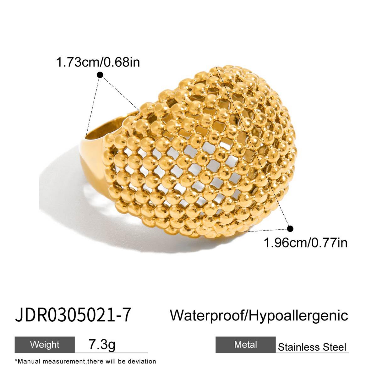 Youthway Mode Damen Vergoldete Kugelkugeln Hohl Stapelbare Ringe Edelstahl Rostfrei Schmuck Party Schmuck Damen 7 beige