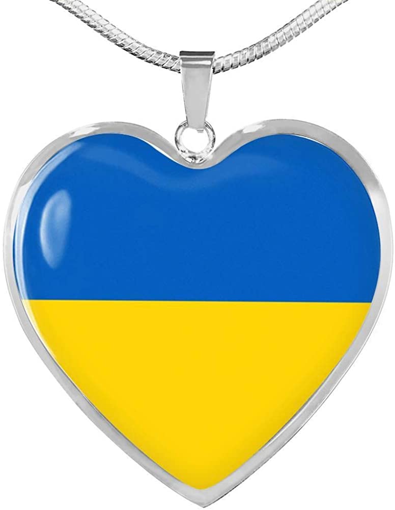 Halsketten mit Herzanhänger mit ukrainischer Flagge – Just for Special You – Halskette mit Herzanhänger, Luxus-Halskette