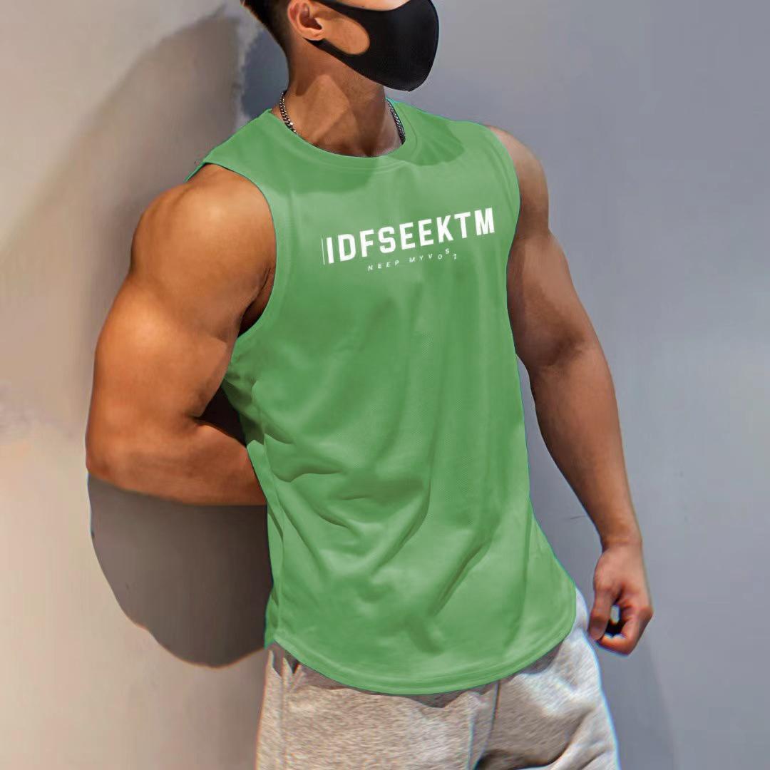 Herrenmode Sport Tanktops Lässiges Ärmelloses T-Shirt Herren Sportweste XL grün