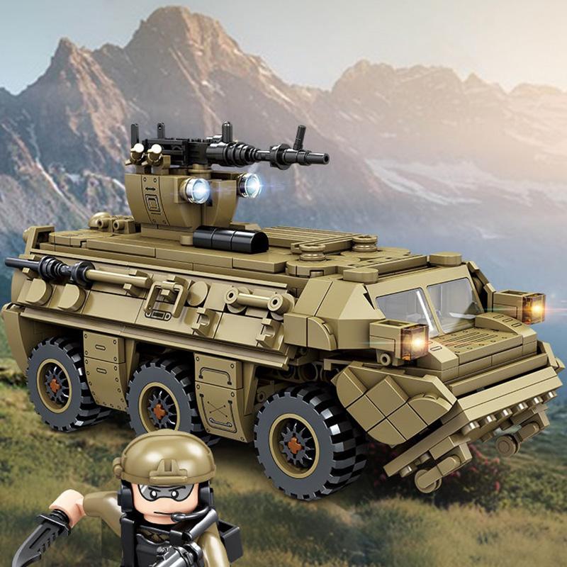 Moderne Militärmodell Bauspielzeuge Panzerfahrzeug Armee LKW Auto Bausteine Geburtstags- Weihnachtsgeschenke für Kinder No Box