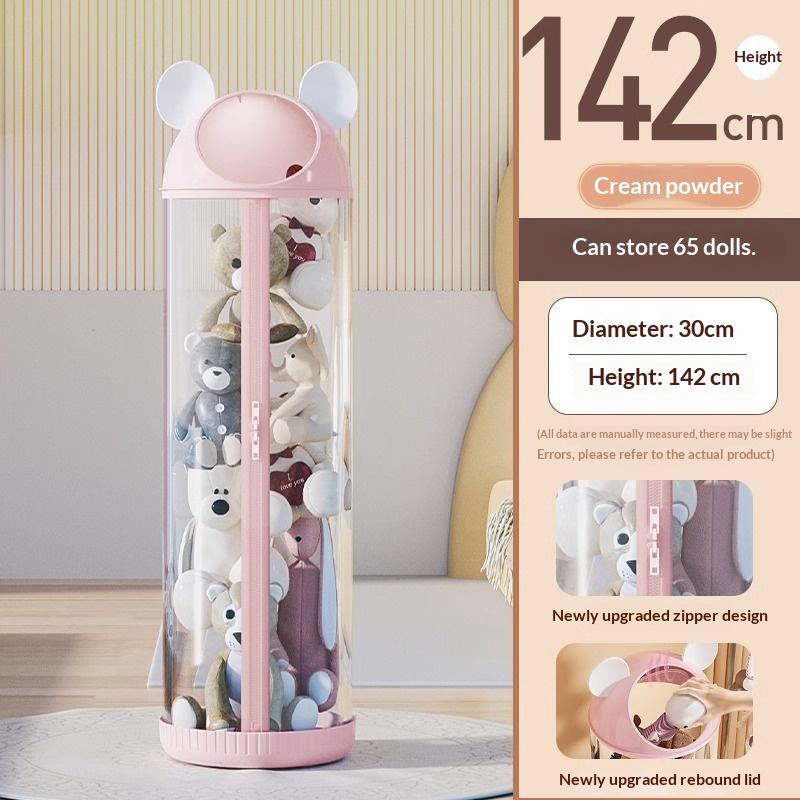 Verbesserter Reißverschluss Plüschtier Aufbewahrungseimer Für Mädchen Und Kinder Transparenter Spielzeug-Aufbewahrungsbehälter Für Plüschtiere Und Kuscheltiere 142cm rosa