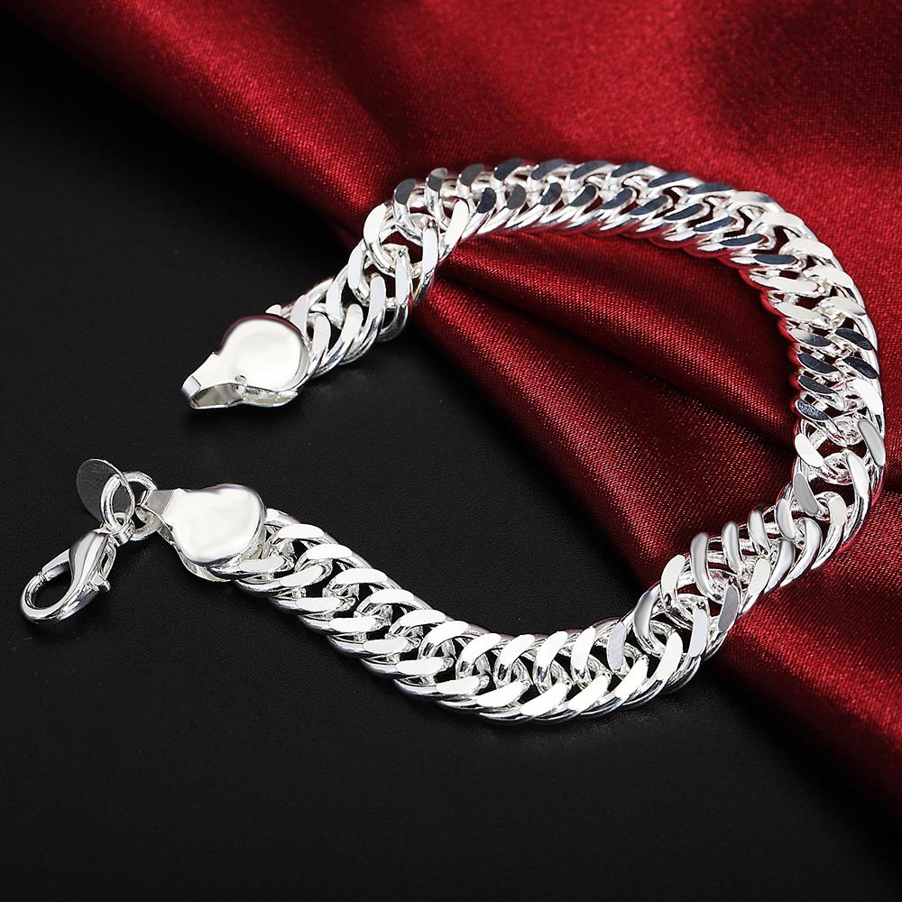 925 Sterling Silber 10 mm Seitenkettenarmband Modeschmuck 20cm