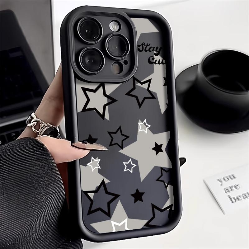 Niedliche Stern Handyhülle für iPhone 11 Hülle iPhone 12 13 14 15 Pro Max XR X XS 7 8 Plus SE Stoßfeste Silikonhülle Weiche Funda For iPhone 13 gray