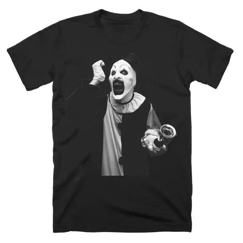 Vintage Art The Clown Shirt, Terrifier Halloween T-Shirt, Halloween Horrorfilm M gray