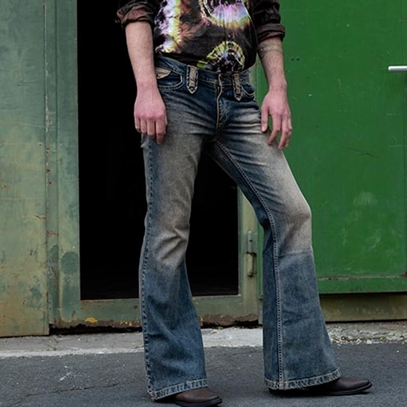 Herrenmode-Jeans, Boot-Cut-Bein, leicht ausgestellte Slim-Fit-Jeans, Designer-Klassiker, gewaschener Denim, Bell-Bottom-Hose, Übergröße L dunkelblaue