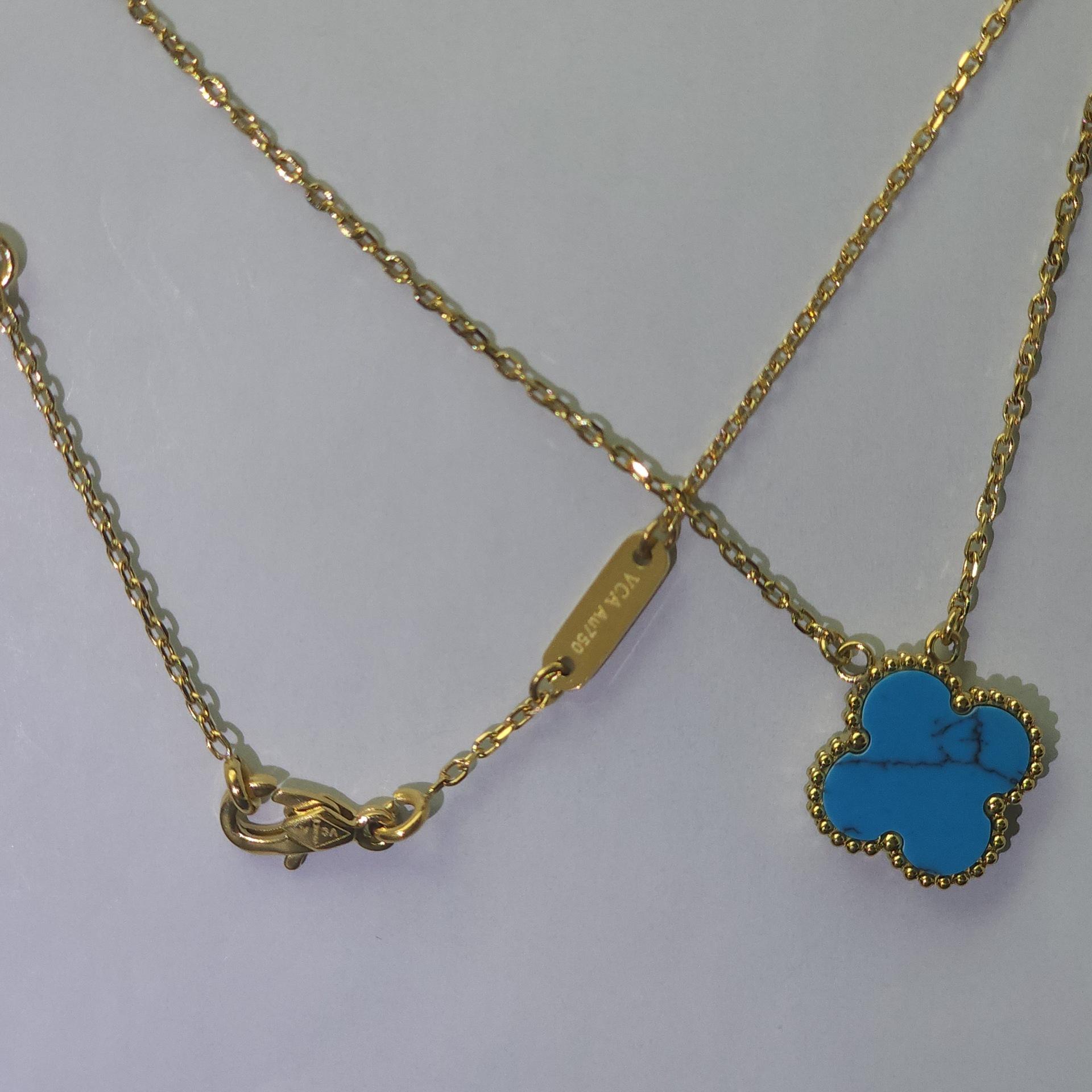 Titanstahl Hochwertige Version Vierblättriges Kleeblatt Halskette Damen Natürliche Perlmutt Halskette Schlüsselbeinkette Damen Leichter Luxus High-End Schmuck