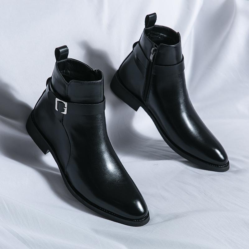 Mode Neue Chelsea Boots Herrenschuhe Retro Mode Vielseitig Reißverschluss Business Casual Britischer Stil Street Party Wear Klassische Stiefeletten 44 schwarz