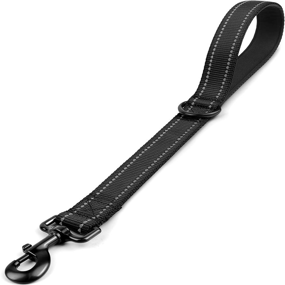 Explosionsgeschützte kurze Hundeleine 30 cm Seil für große Hunde Anti-Biss Outdoor-Hundeleine Hundezubehör (Black,45CM 2.5CM) schwarz