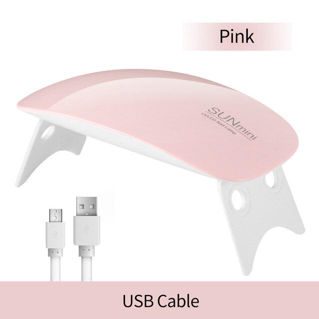 6W Mini Nagel Lampe Nagel Trockner Maschine UV LED Lampe Tragbare USB Kabel Trocknen Lampe Für Gel Lack rosa