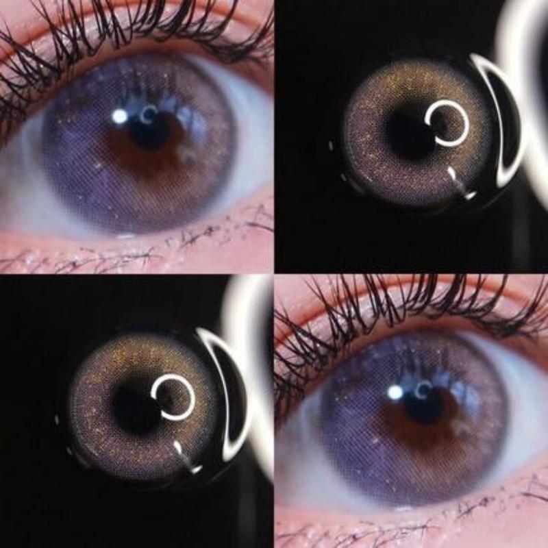 MillCreek Kontaktlinsen 14,5 mm groß, schön, schwarze Puppenaugen, 2 Stück/1 Paar, natürlich, jährlicher Gebrauch, Studenten, Frauen, universell -8.00 violett