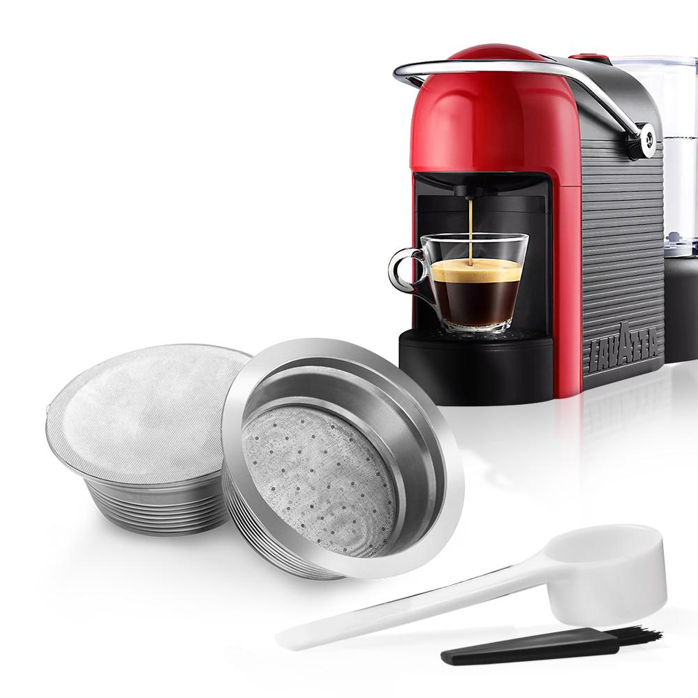 benfuchen Edelstahl wiederverwendbare nachfüllbare Kaffeekapseln kompatibel mit LAVAZZA A MODO MIO Kaffeetassenfilter mit 60 Stück Aluminiumfolie silber