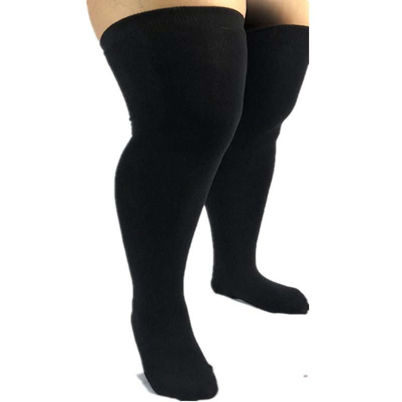 Damen-Oberschenkelstrümpfe, extra große Kniestrümpfe, Overknee-Socken und große Socken XXL schwarz