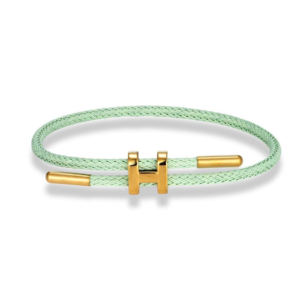 Mehrfarbiges, verstellbares, wasserdichtes Seilarmband aus Edelstahl für Damen und Herren, farbbeständiger Schmuck grün