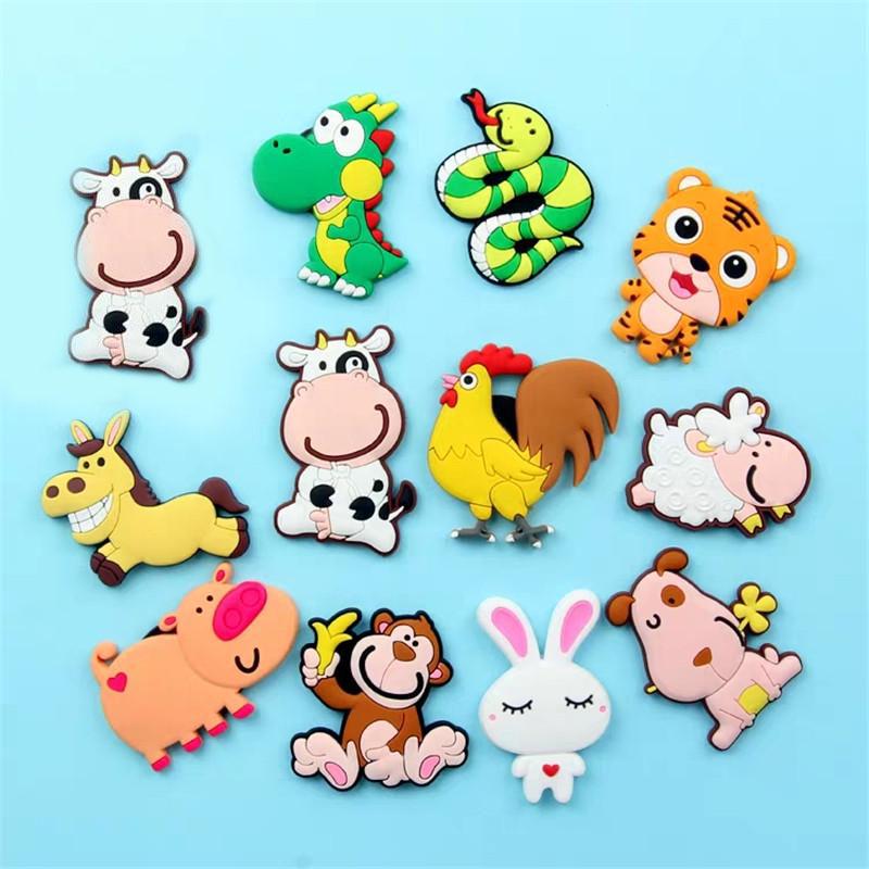 Mode Niedlichen Silikon Tier Kühlschrank Aufkleber PVC Cartoon Kühlschrank Magnet Kinder Puzzle Spielzeug Geschenk 12Pcs
