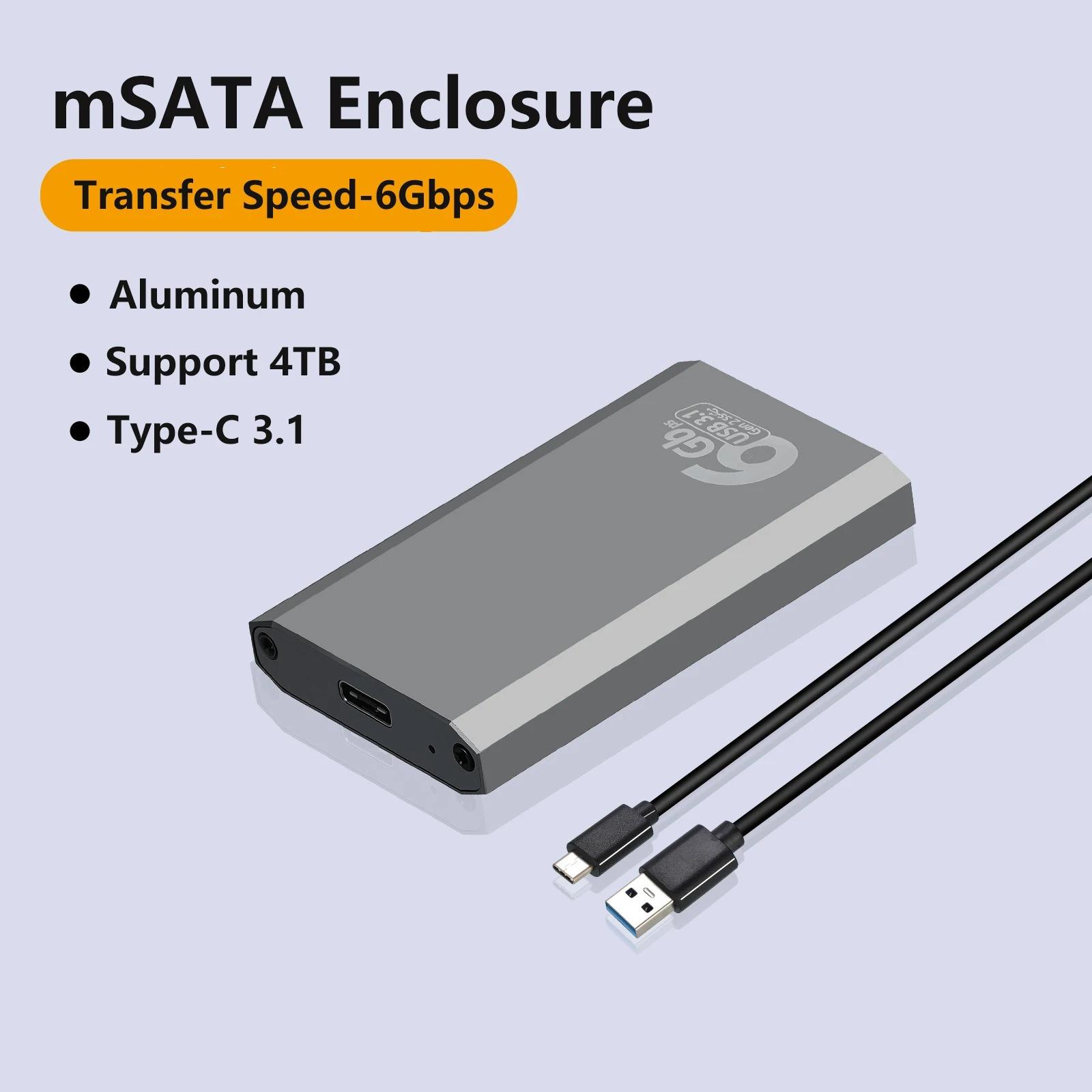 mSATA zu USB 3.1 Gen2 6Gbps SSD Gehäuse Adapter Gehäuse mit Typ C Anschluss für mSATA Interne Solid State Drive Festplatte