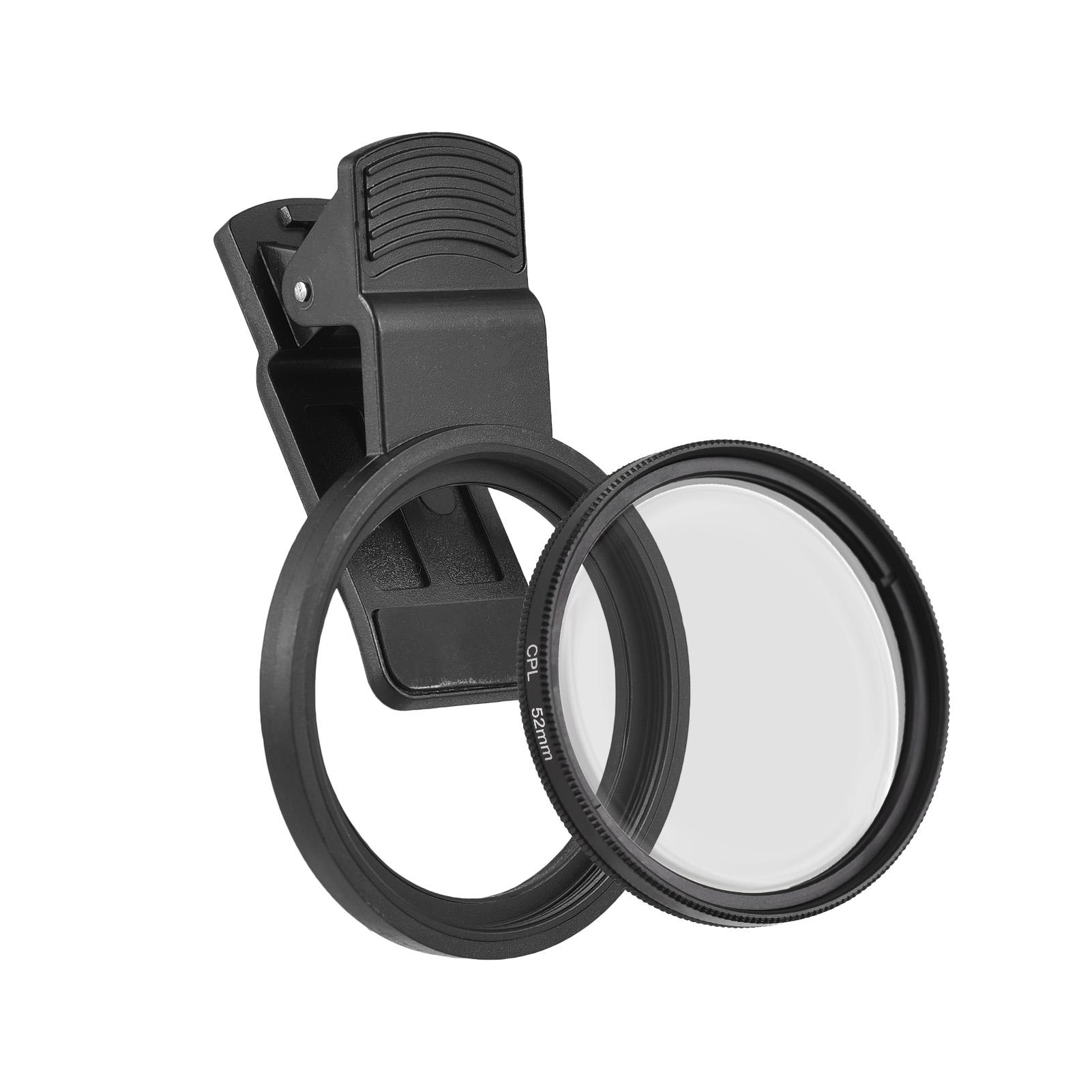 52mm CPL Filter für Telefon Kamera Objektiv Clip-auf Polarisator Filter mit Telefon Objektiv Clip Ersatz für schwarz