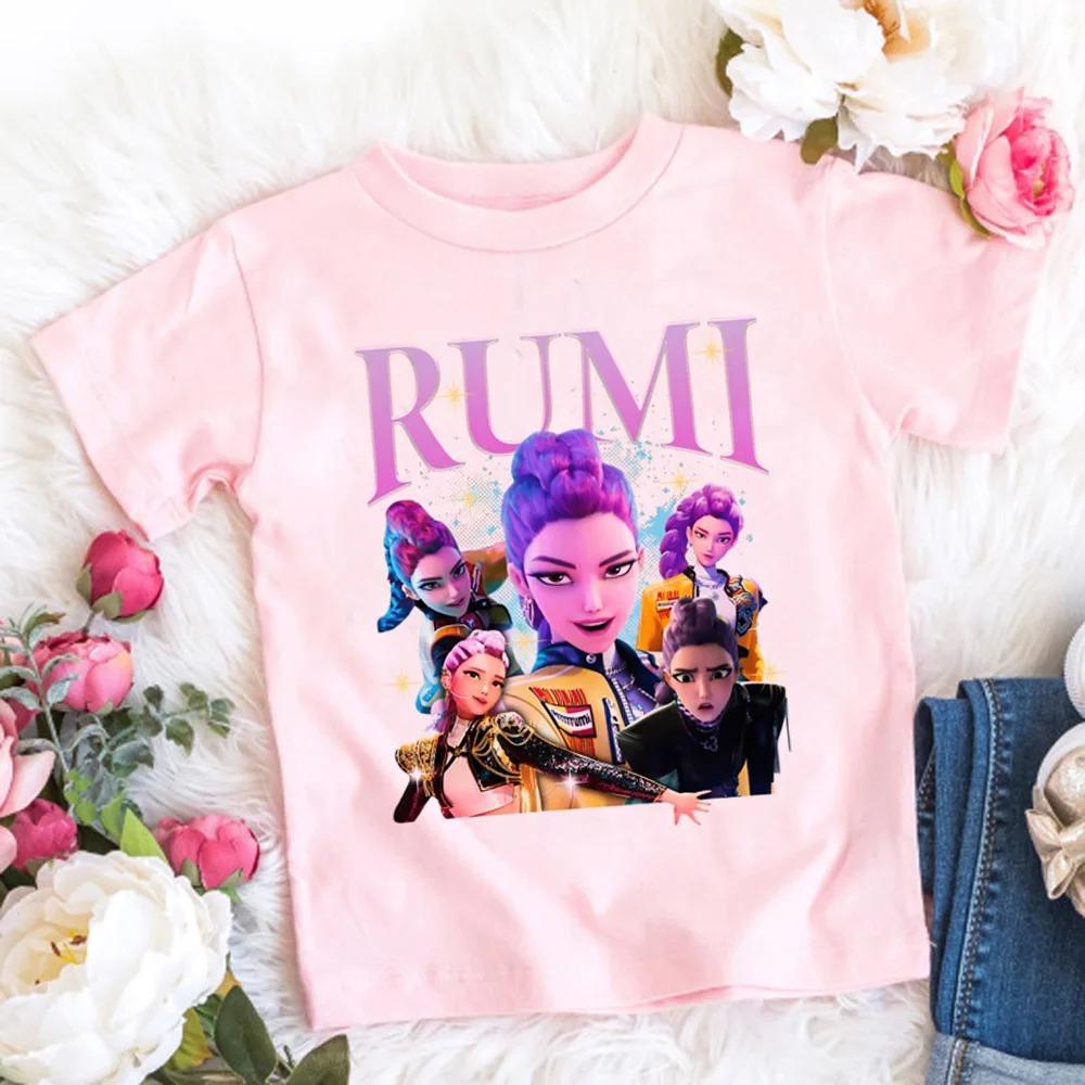 Film Baumwolle Baby Mädchen T-Shirt Kinderbekleidung KPop Dämonenjäger Fans Geschenke Kinderkleidung Mode Lässige Oberteile 150cm