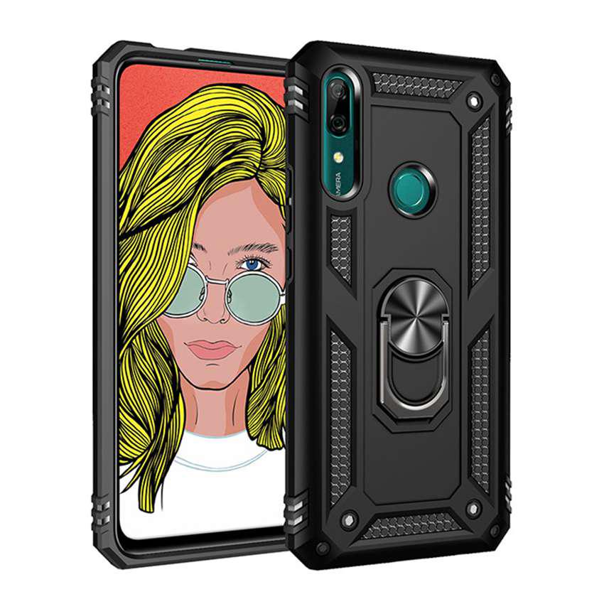Magnetische Rüstungsringhülle für Huawei P30 P40 Pro P20 Lite Samsung S10 S20 Plus iPhone 11 Pro Max SE Xiaomi Redmi Note 9S Robuste Abdeckung Huawei P40 Lite E schwarz
