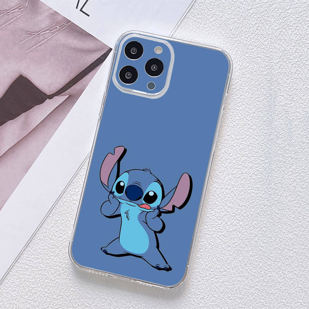 für Motorola Moto Edge 40 30 neo G54 G24 G84 iPhone 15 14 Xiaomi Redmi Note 13 12 11 Pro Samsung Galaxy A34 A54 Rosa Blau Lilo Anime Stitch Handyhülle for Samsung Galaxy A12 natur