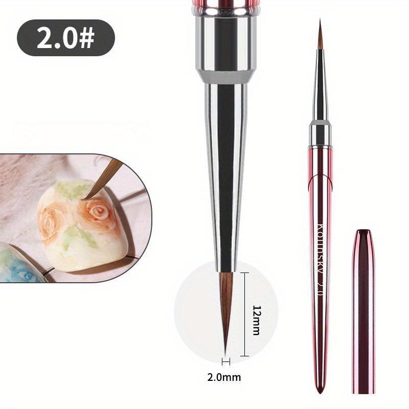 1 Stück Metallgriff Nailart Liner Pinsel Nagel Malstift Acryl UV Gel Pinsel DIY Maniküre Werkzeug Nagelpinsel 12mm head rosa