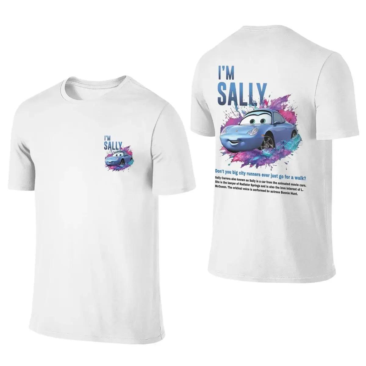 Sommer Lightning McQueen und Sally T-Shirt für Paare Mcqueen Sally T-Shirts Beidseitiger Druck T-Shirt für Damen Herren Baumwolle Oversized Kurzarm XXL