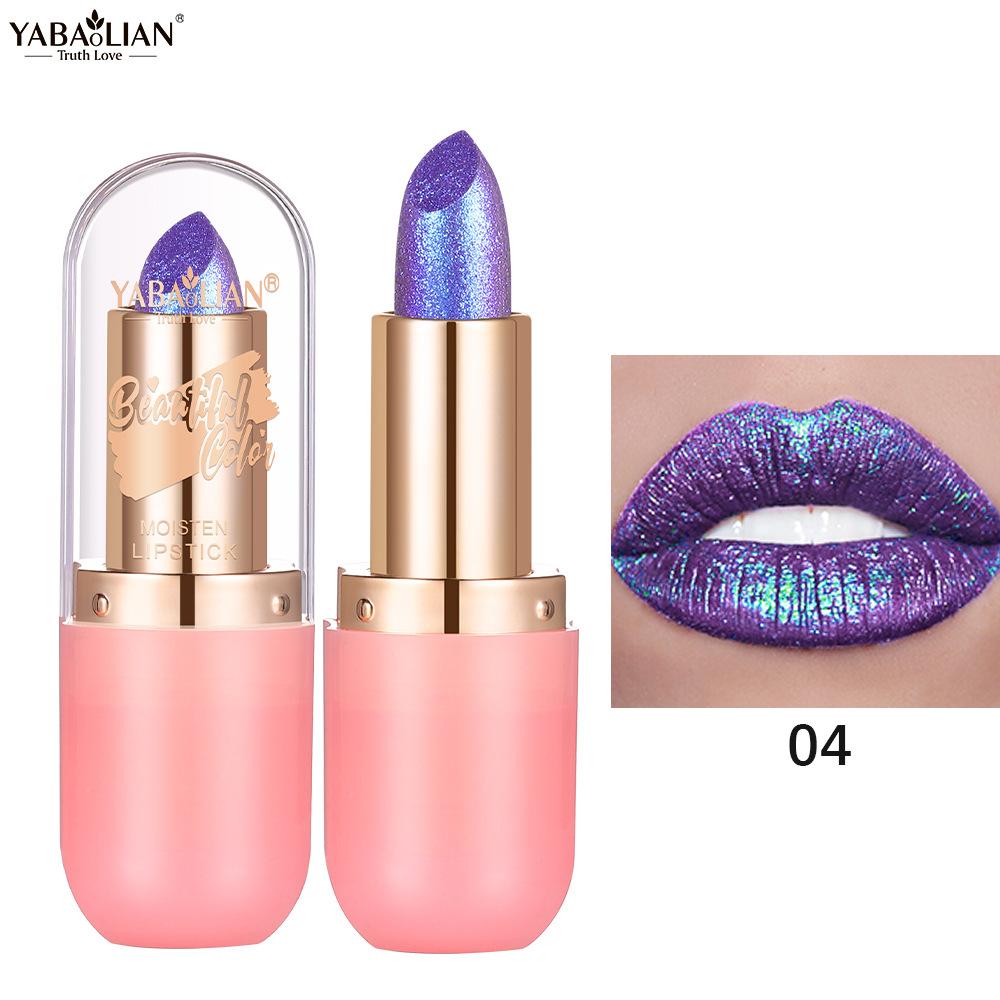Metallisch Violett Chamäleon Lippenstift Farbwechselnd Matt Glitzer Diamant Lippenstift Wasserdicht Perlglanz Lipgloss Sexy Make-up 04