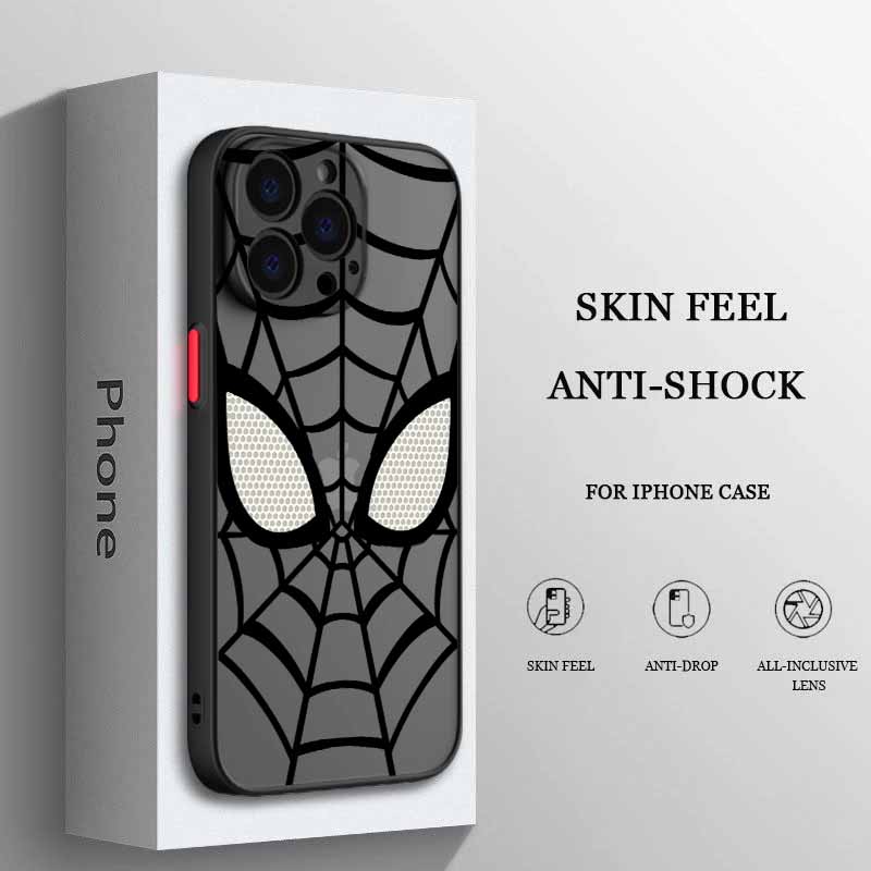 Spider-Man Iron Man LOGO Für iPhone 17 Air 16E 16 15 14 13 12 11 8 7 mini Pro Max Plus Matt Durchscheinend Weiche Handyhülle iPhone 16 Plus