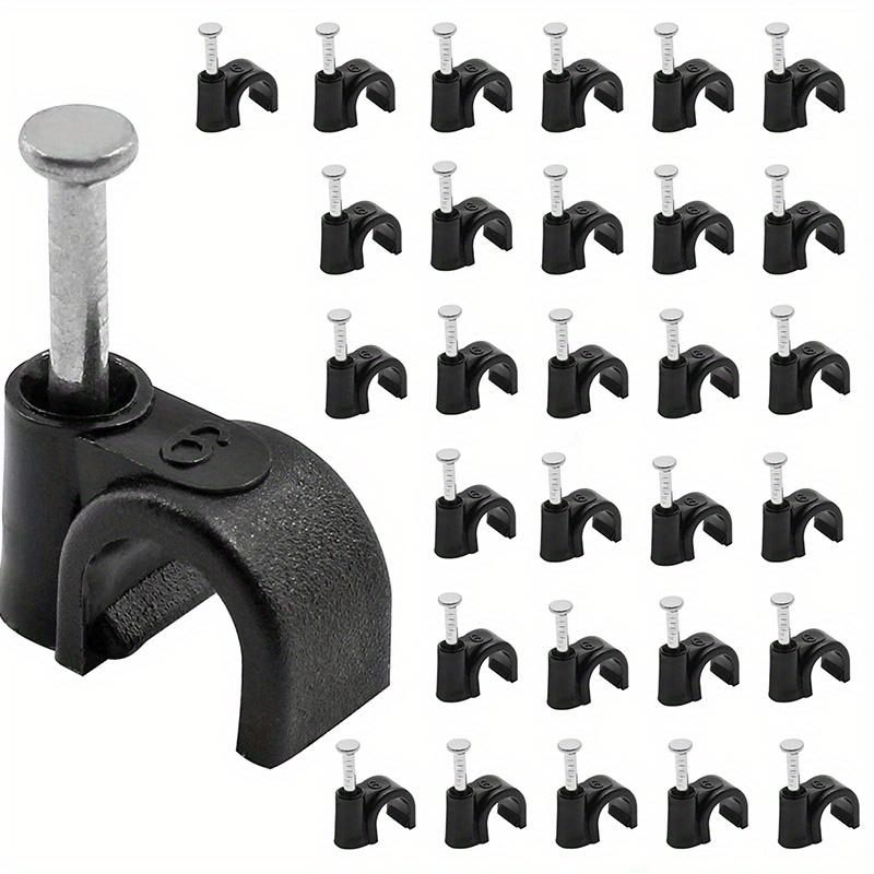 30/50 Stück 1/4 Zoll/6 mm Halbklemme J-Haken mit Nagel, Nagel-in-Kabelclip, Ethernet-Kabel-Nagelclip 30pcs schwarz