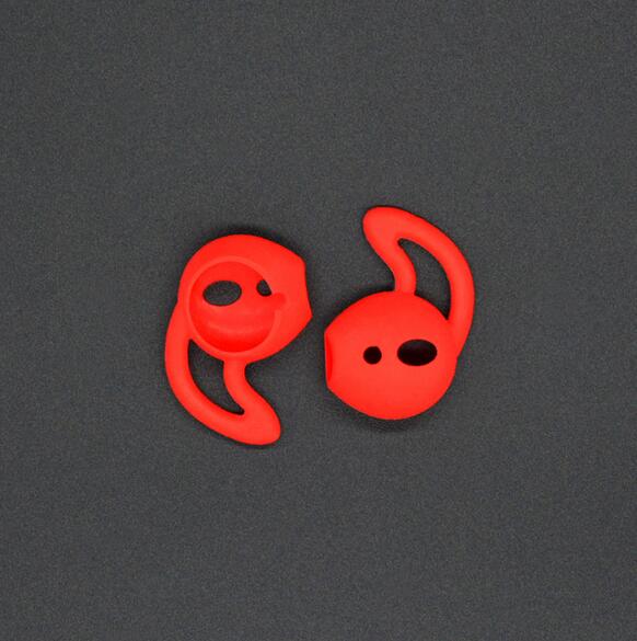 1 Paar Silikon-Kopfhörer-Ohrhörer-Abdeckung für AirPods 1/2/iPhone 7 Ohrhörer-Headset-Abdeckung für Airpods mit Haken For AirPods rot