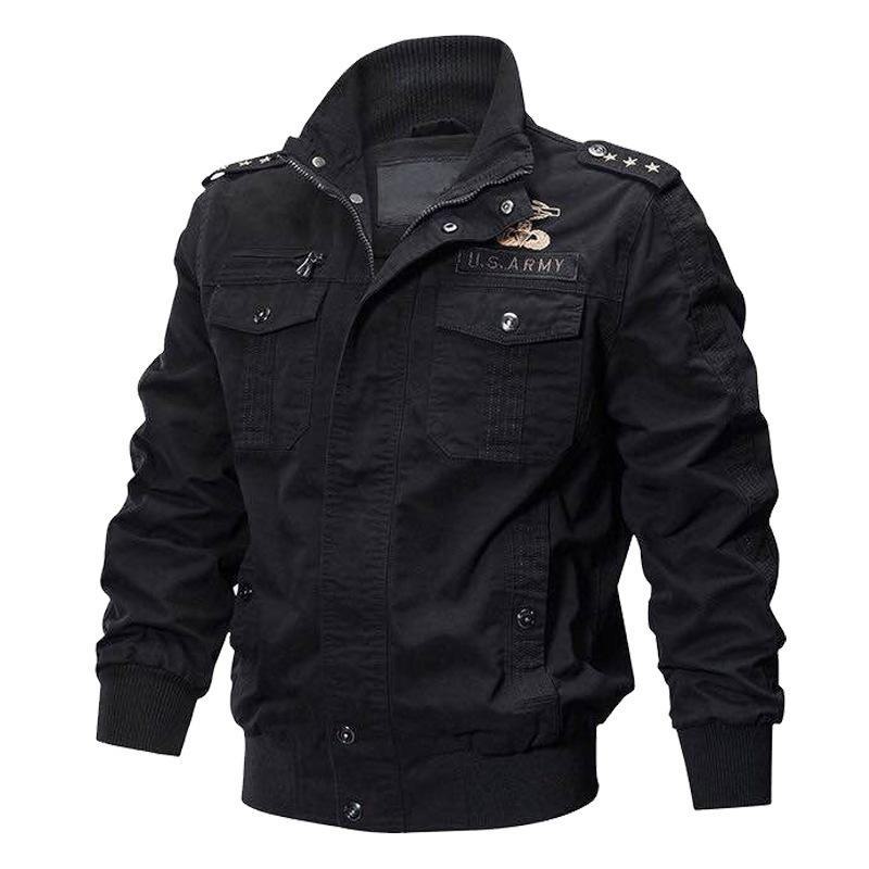Deutsche Militär-Taktik-Piloten-Jeansjacke für Herren aus dem 2. Weltkrieg Regular, 5XL schwarz
