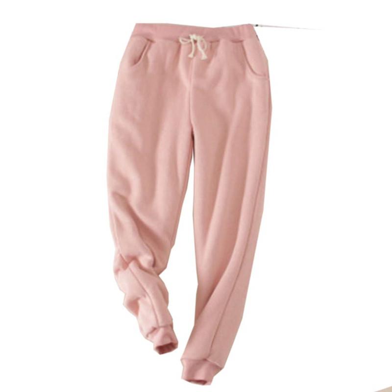 Warme Hose für den Winter, dünn, dicker Samt, lässige Woll-Fleece-Hose, Kaschmir-Hose für Damen, Baumwollhose XL rosa