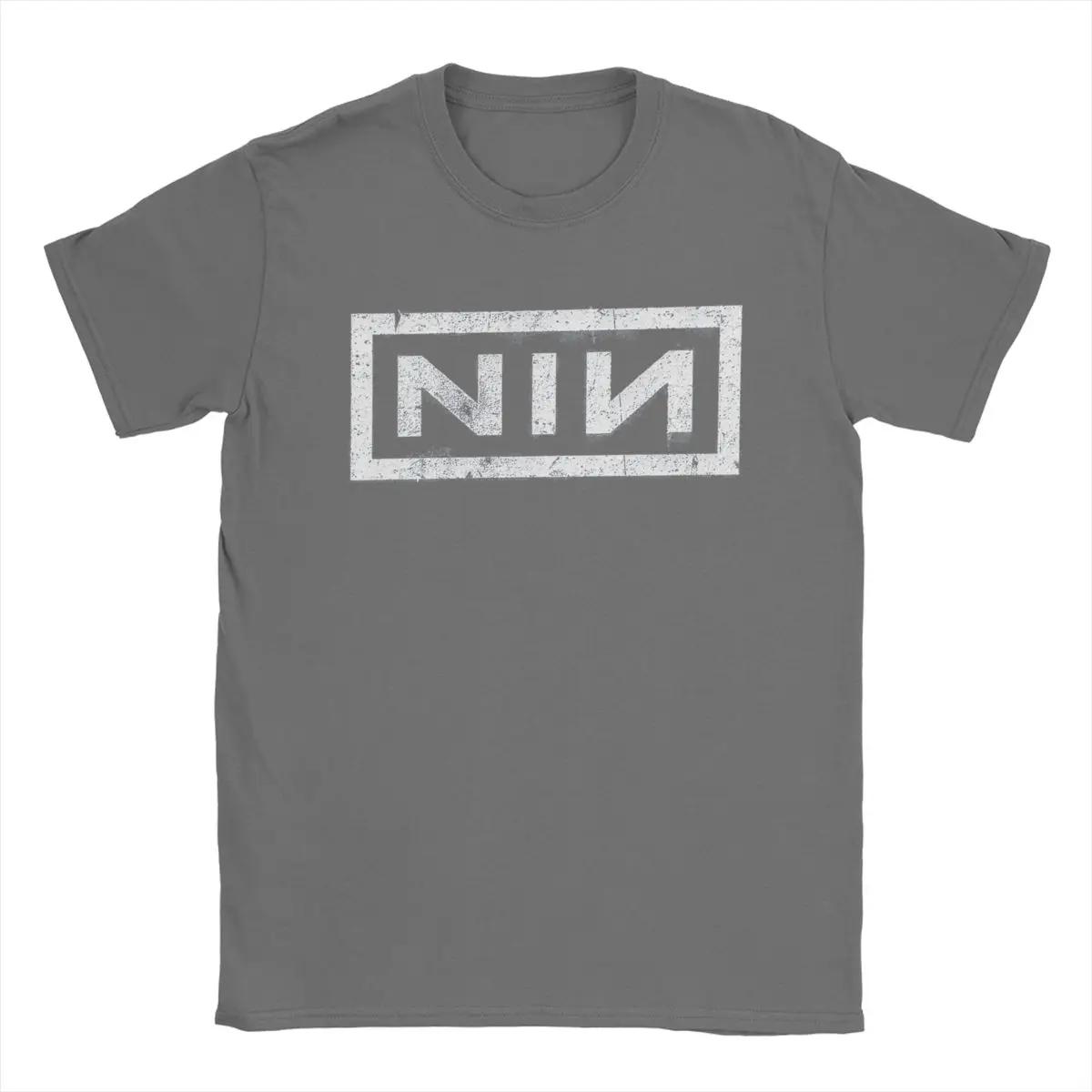 NIN Retro Logo Nine Inch Nails T-Shirt Herrenmode Baumwolle T-Shirt Rundhals Kurzarm T-Shirts Geschenkidee Kleidung XL dunkelgrau