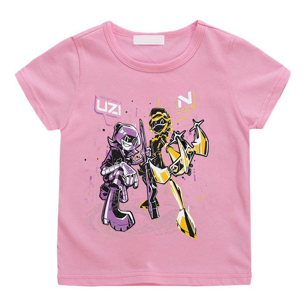 Murder Drones N und Uzi T-shirts Mode Jungen Mädchen Baumwolle Heißer Anime Tees Teen Kinder Kurzarm Kleidung Coole Kinder t-shirts 120 rosa