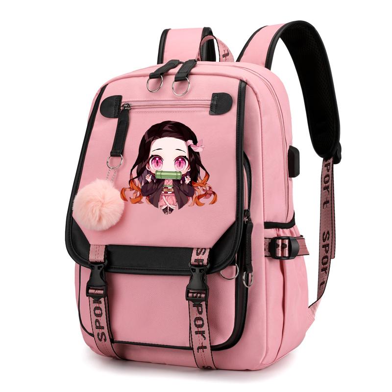 Damenrucksack Demon Slayer Nezuko Rucksäcke für Männer Anime Schultasche für Teenager Canvas Laptop Rucksack Damen Rucksack Anime Nezuko Rucksack One Size pink