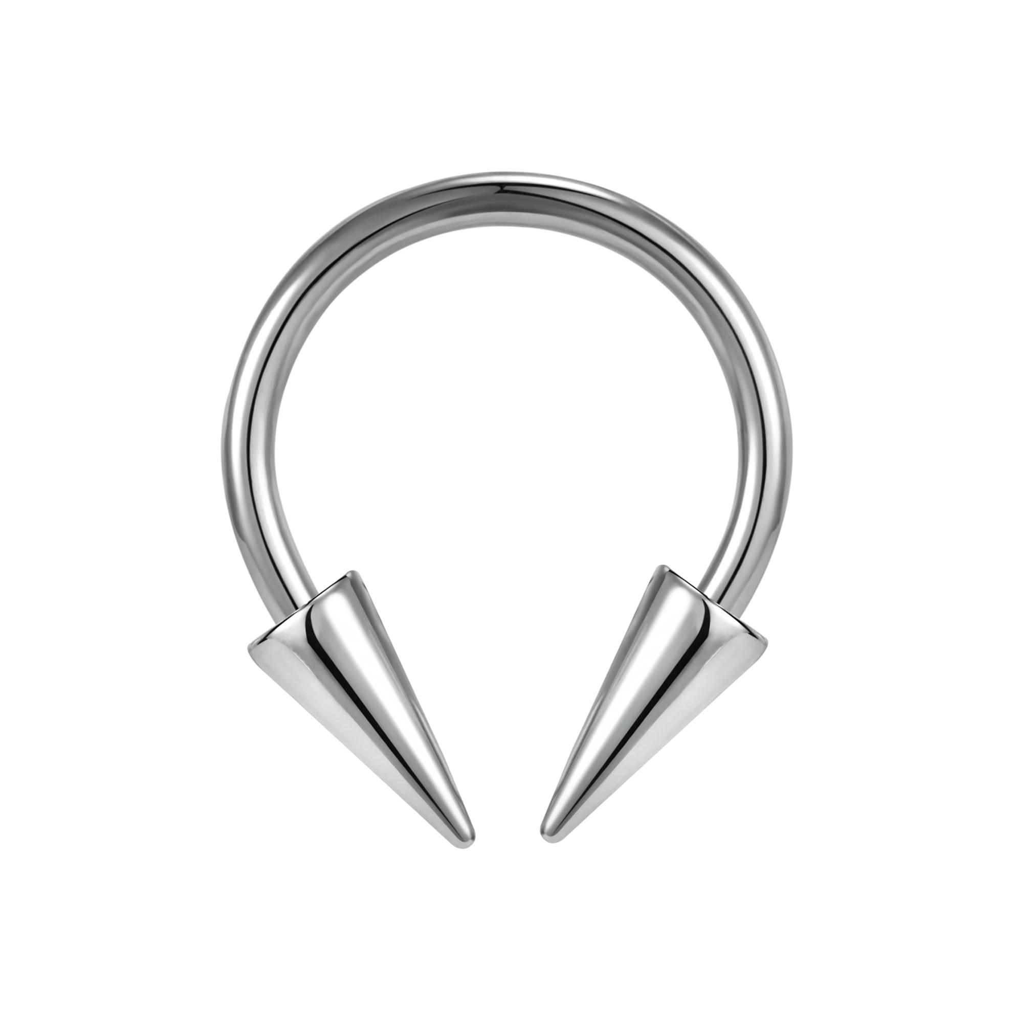 ZS 16G Kegel Septum Ring Edelstahl Hufeisen Nasenpiercing Spike Lippenringe Schwarze Farbe Tragus Helix Ohrring Körperschmuck 1.2MMx10MM