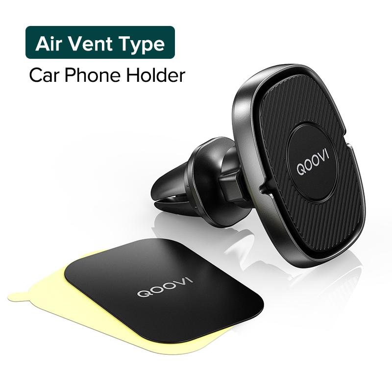 QOOVI Magnetischer Autotelefonhalter 360-Grad-Mobiltelefon-Lüftungsschlitz-Magnethalterung GPS-Unterstützung für iPhone Xiaomi Samsung Huawei Air Vent Type schwarz