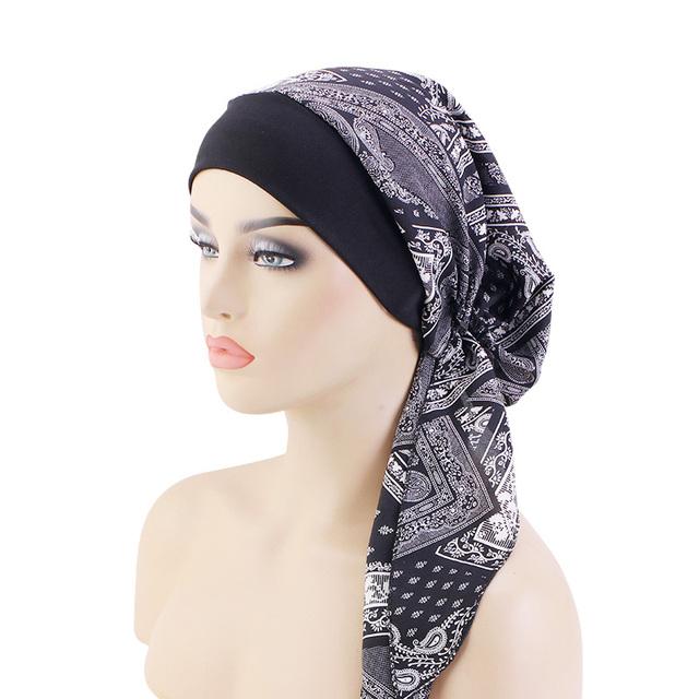 Bedrucktes Kopftuch zum Binden für Frauen, elastisch, Turban für Frauen, Krebs, Chemo-Mütze, Haarausfall-Bedeckung, Kopftuch, Kopfbedeckung, Stretch-Bandana apricot