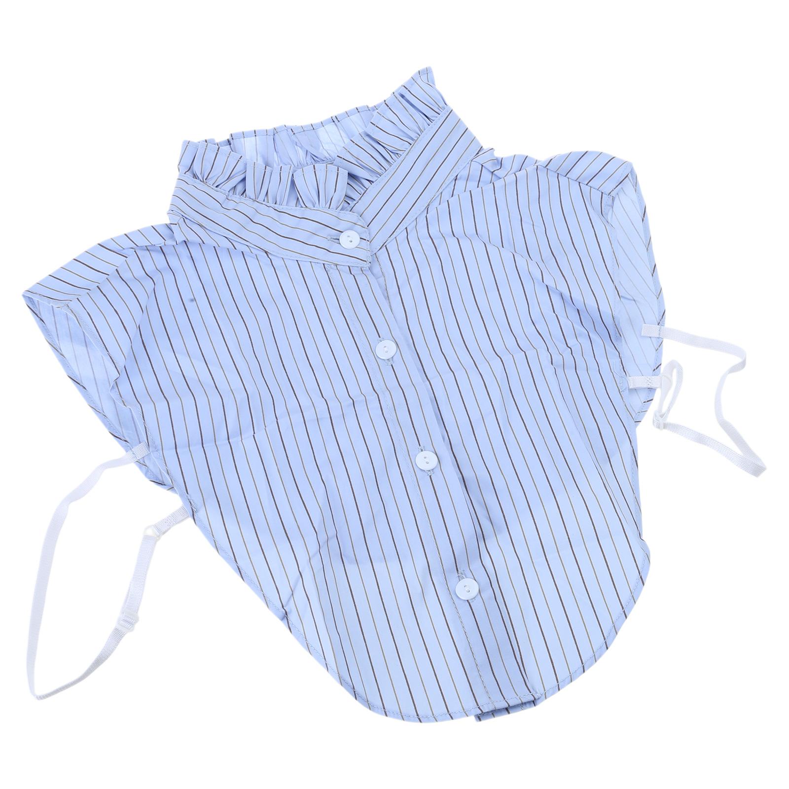 Damen Abnehmbarer Falscher Kragen Einsatz Elegant Gestreiftes Revers Faux Halbhemd Blusenkragen Top für Pullover und Kleider B hellblaue