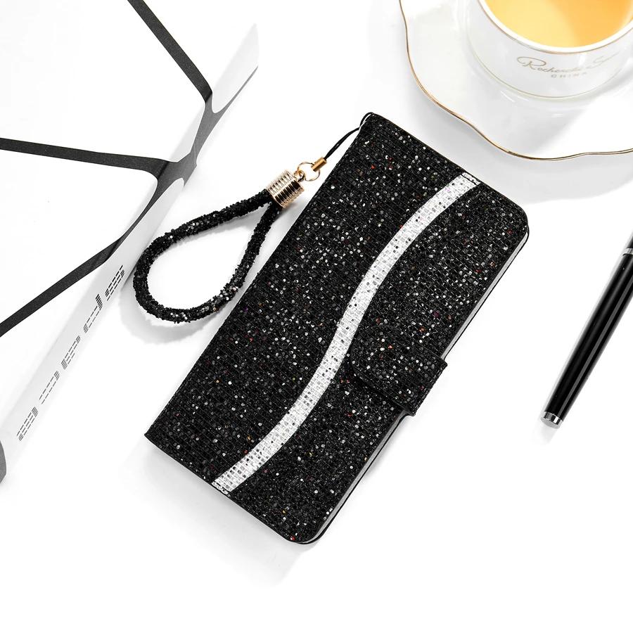 Brieftasche Glitzernder Puder Klapp-Lederhülle Für Samsung Galaxy S25 Edge S24 Ultra S23 Plus S22 S20 FE A16 A17 A26 A35 A36 A55 A56 Galaxy A26 schwarz