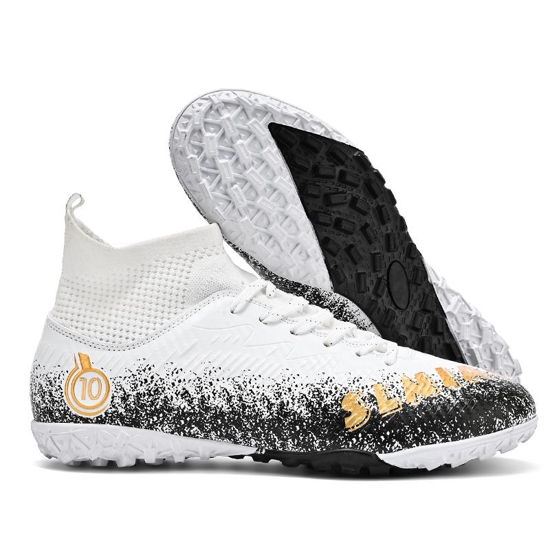 Unisex Fußballschuhe Outdoor/Indoor Jungen Mädchen Fußballschuh Professionelle Futsal Fußballtraining Turnschuhe 33 weiß/schwarz