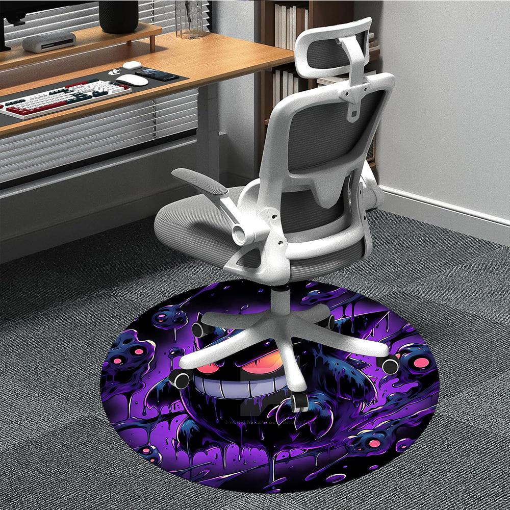 1 Stück Gengar, Pokémon Stuhlteppich für Büro, Innenbereich Rutschfest Waschbar Polyesterfaser Teppich, Matte Für Büro, Maschinenwaschbar 80cm