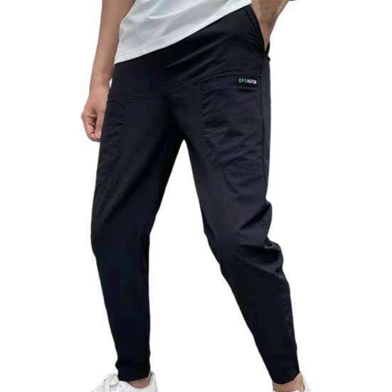 Männer Jogginghose Chic Hohe Elastizität Atmungsaktive Männer Hosen Reine Farbe Männer Hosen Männer Sommer Hosen Männer Bekleidung 33 schwarz