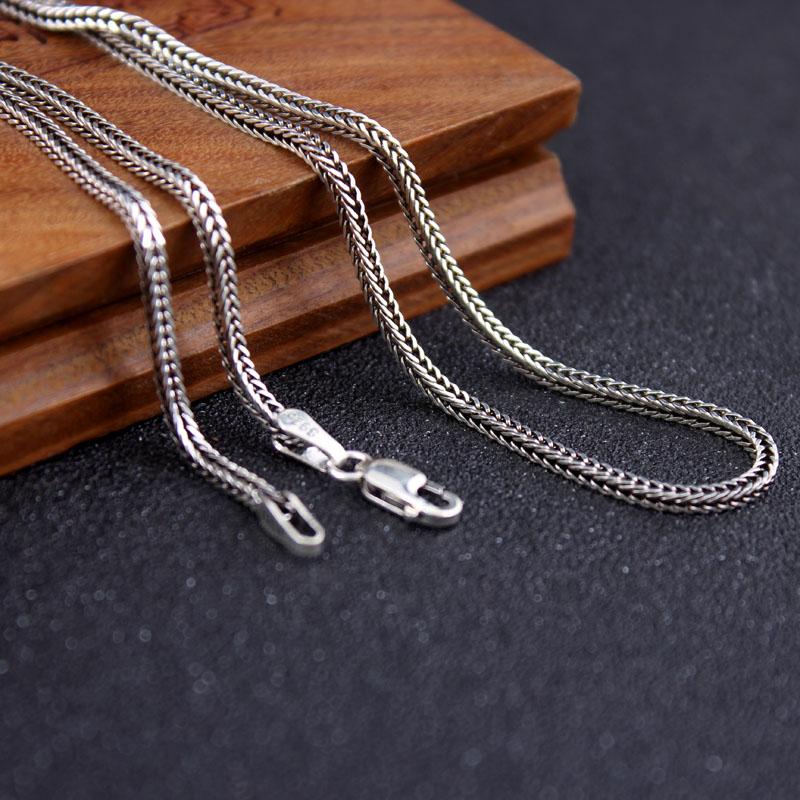 Reine Silber Weben Halskette S925 Sterling Thai Silber Fuchs Schwanz Kette Männer Frauen Personalisierte Retro Chopin Kette Männlichen Schmuck 55cm