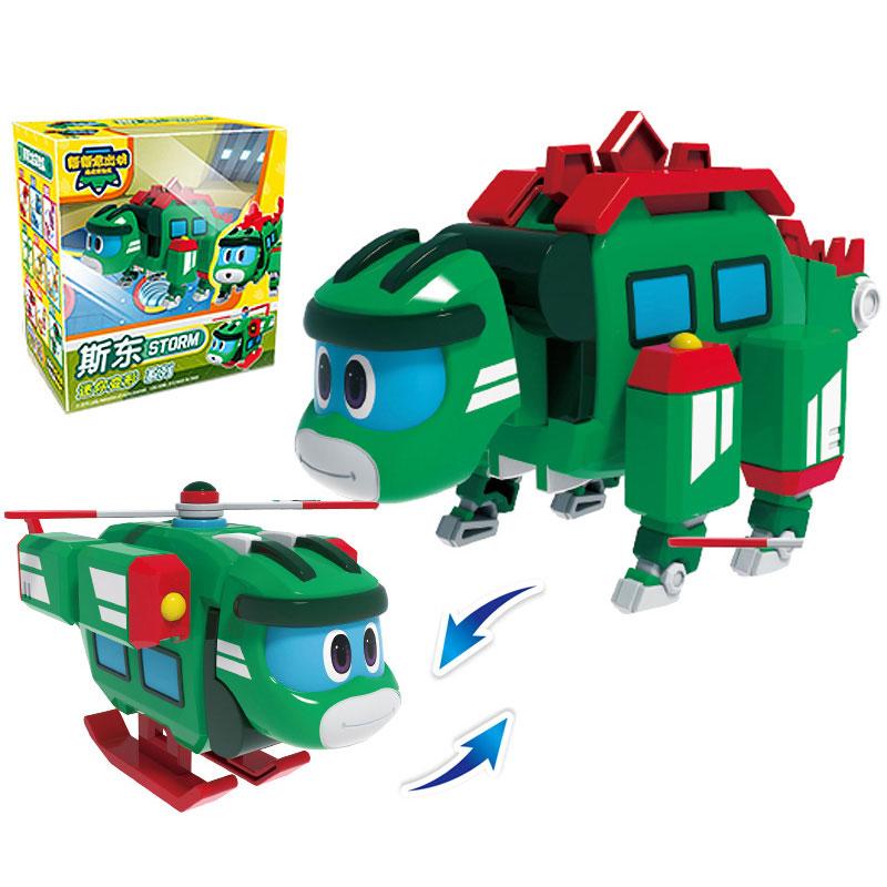 Neueste ABS Min Deformation Gogo Dino Actionfiguren REX Transformation Auto Flugzeug Motorboot Kran Dinosaurier Spielzeug für Kinder
