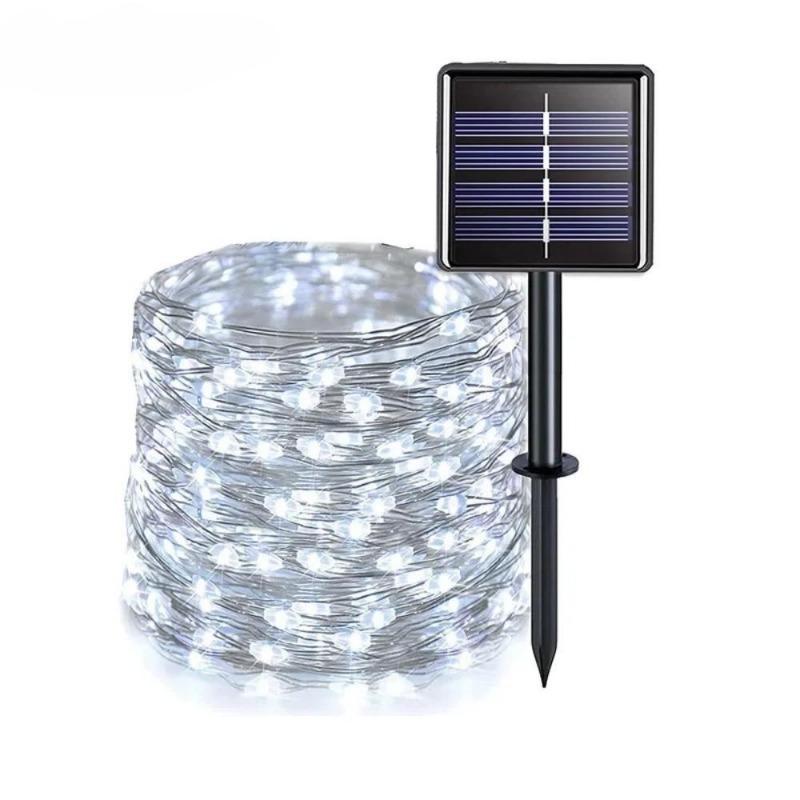 7/22/32m LED Solar Lichterkette Outdoor Garten Lichterkette 300 LEDs Wasserdichte Lampe für Weihnachtsfeier Dekor white(7m 50led)