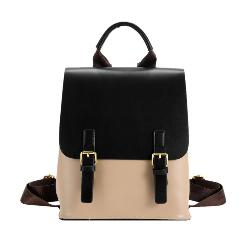 Modischer schlichter Rucksack Damen College-Studenten-Rucksack Frühling und Herbst Neu Große Kapazität Rucksack Reise-Rucksack black