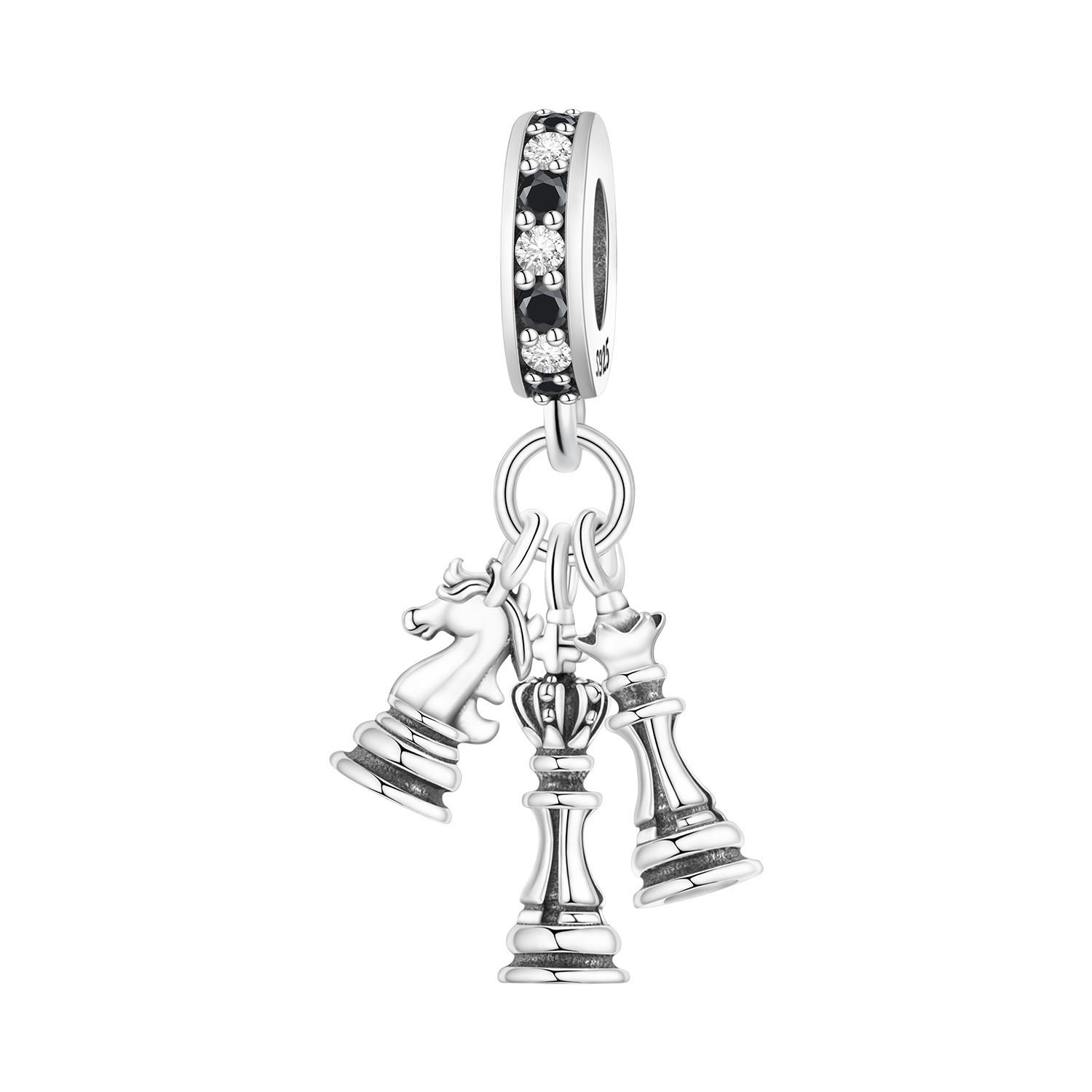Kupfer Schach Anhänger Armband Dekoration Perlen Passend für Armreif Ideal für Damen Schmuck Party Perlen Feine Geschenke DIY Zubehör white