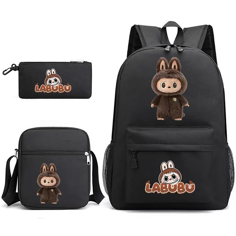 3 Stück LABUBU Schultasche Rucksack Schulrucksack Leicht Lastreduziert Rückenschutz und Großraum Kinder Schultasche Rucksack